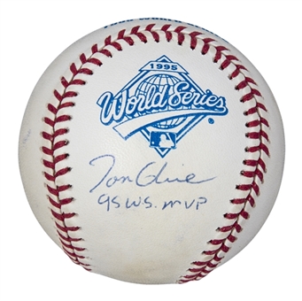 Tom Glavine Signed & "95 W.S. MVP" Inscribed OML World Series Baseball (Beckett)